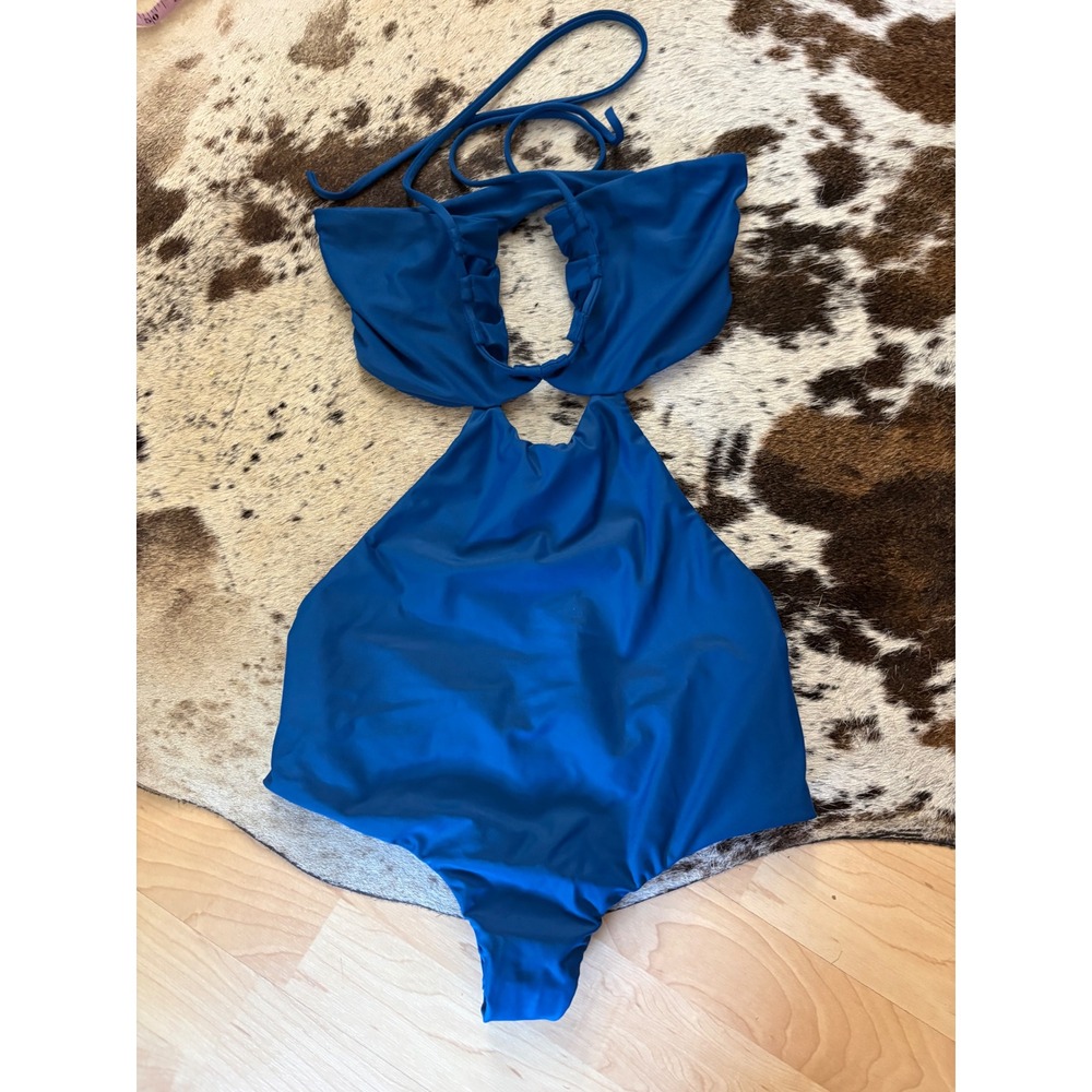 MIKOH Blue One Piece Halter Size Medium NWOT